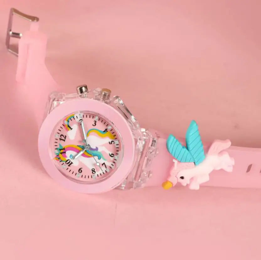 Eonix Kids Unicorn Pink Analog Watch with 3D Strap Design (Cartoon Wrist Watch for Girls)
