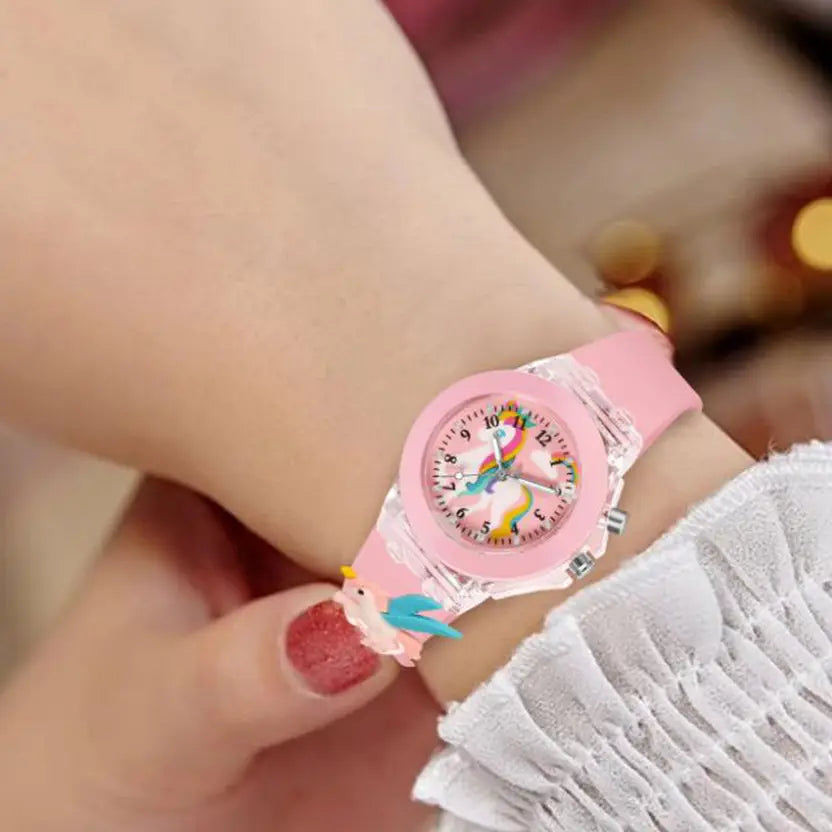 Eonix Kids Unicorn Pink Analog Watch with 3D Strap Design (Cartoon Wrist Watch for Girls)