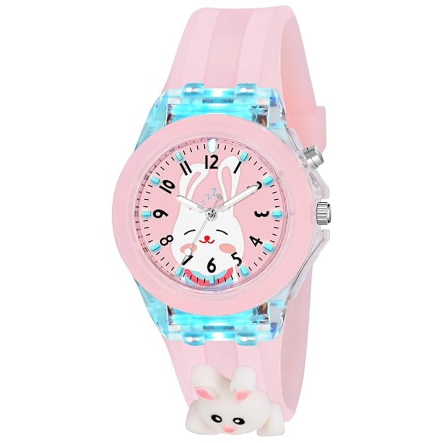 Eonix Kids Bunny Pink Analog Watch with 3D Strap Design (Cartoon Wrist Watch for Girls)
